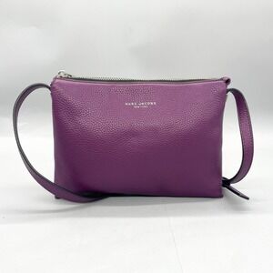 Marc Jacobs NY Crossbody Bag Purple Pebbled Leather Shoulder Handbag Small Purse